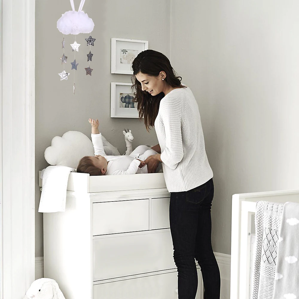 Подвесное украшение в виде облаков и звезд для детской комнаты ручная работа