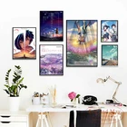 Японское аниме Makoto Shinkai, холст, живопись, постеры и принты, Настенная картина, абстрактные декоративные постеры для домашнего декора