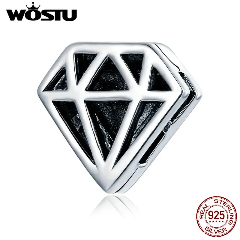 WOSTU отражение Шарм 925 стерлингового серебра Форма алмаза Очаровательные бусы