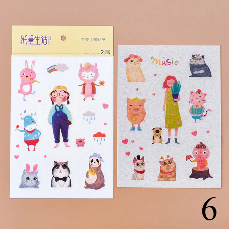 6 2 листа милые канцелярские наклейки s Kawaii суккуленты стикер декор с кошкой наклейка для девочек DIY Скрапбукинг дневник принадлежности для альбома - Цвет: 6