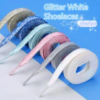 1pair glitter colorful width shoelace strings flat shoe laces for athletic running fashion shoelace sneakers shoes boot 1cm