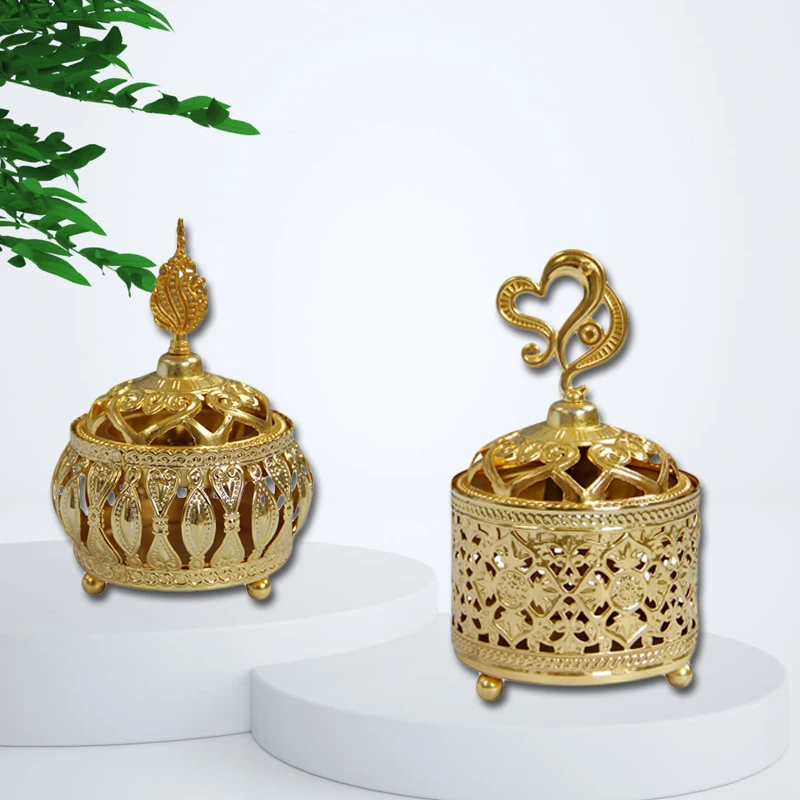 

1 Pc European Style Incense Burner Carved Brass Aroma Censer Charcoal Cone Burner Incense Cone Stick Holder for Bakhoor Oudh
