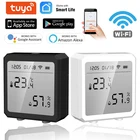 Смарт-датчик температуры и влажности Tuya Wi-Fi Bluetooth, комнатный гигрометр, термометр, приложение Smart Life с Alexa Google Home