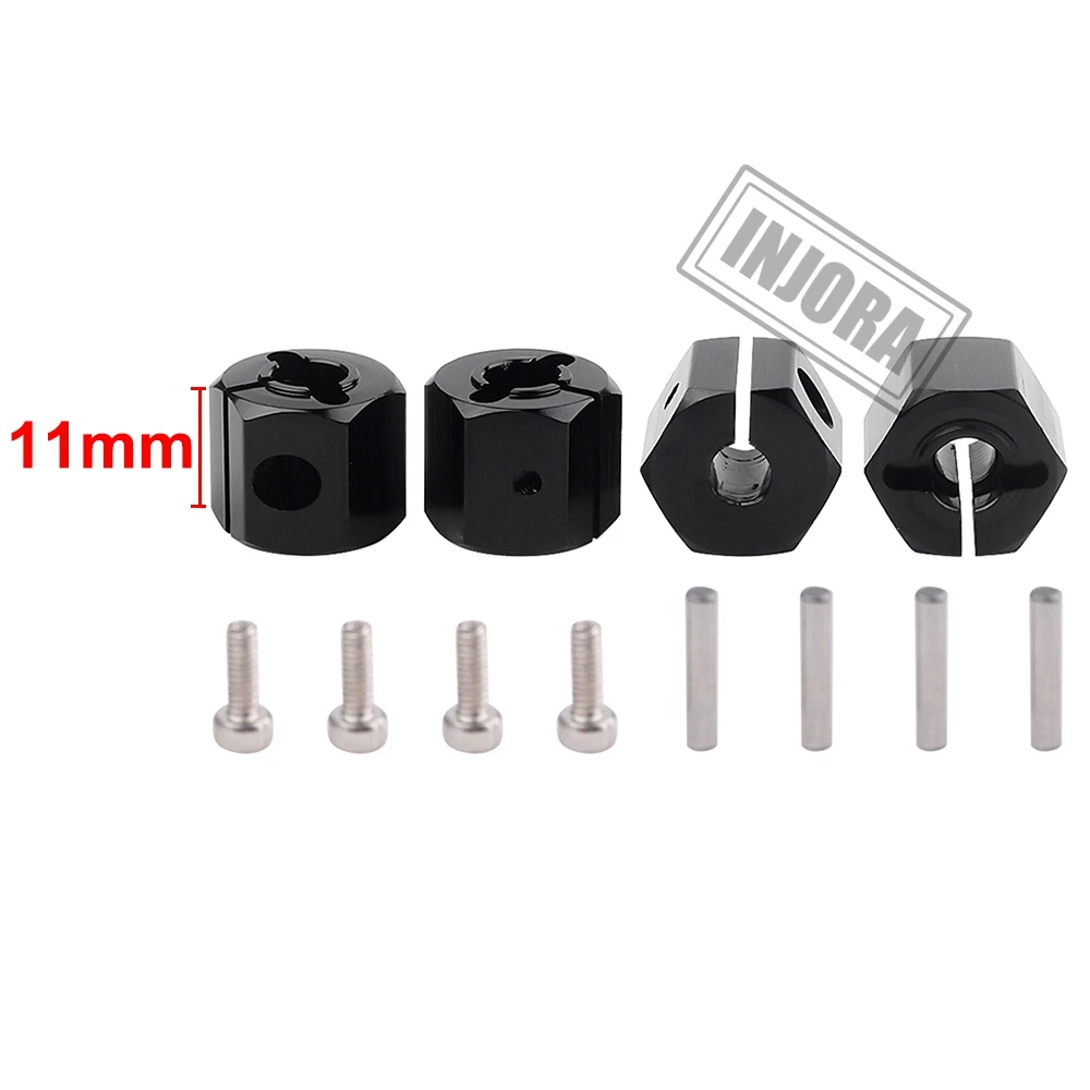 11MM Black Injora 4 шт. 12 мм шестигранник колеса ступица шестерни, толщина 7/8/9/10/11/12 мм для 1/10 RC комплект автомобильных принадлежностей для передней и задней оси SCX10 90046 Tamiya по супер скидке MST RC автомобильная часть - Цвет: 11MM Black