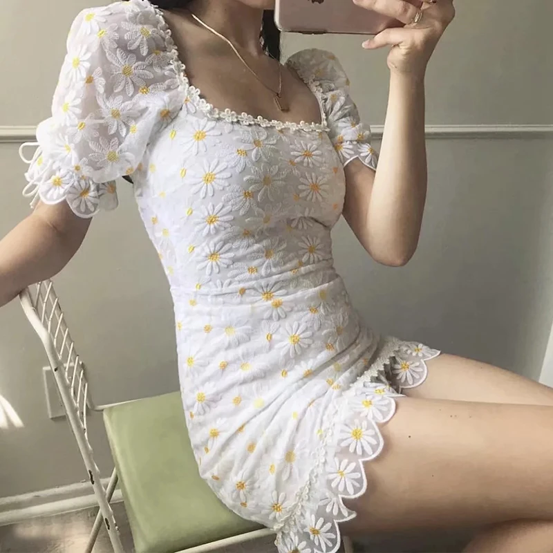 Yojoceli сексуальное кружевное платье с цветочным узором для женщин модное