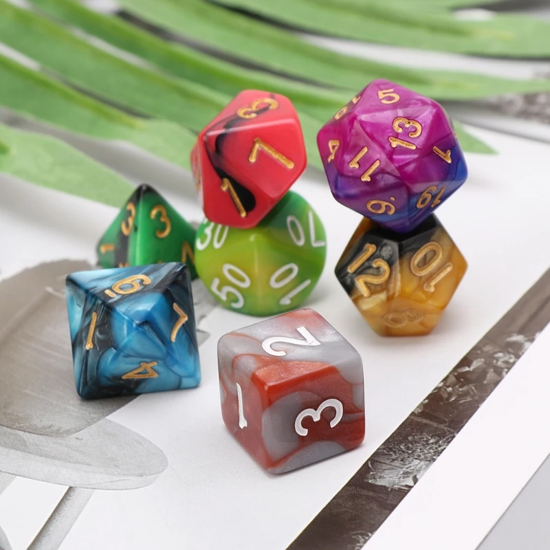 7 шт./компл. Dices Beads TRPG Games D4 D20 многосторонний красочный|Кубики| |