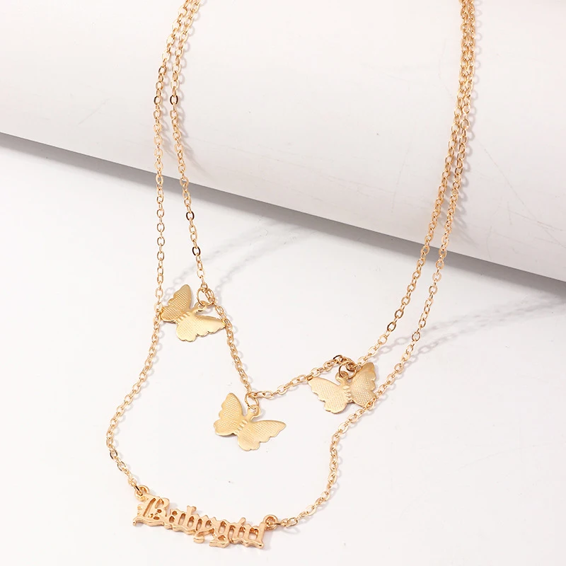 

Женское Двухслойное ожерелье с трехмерной бабочкой
