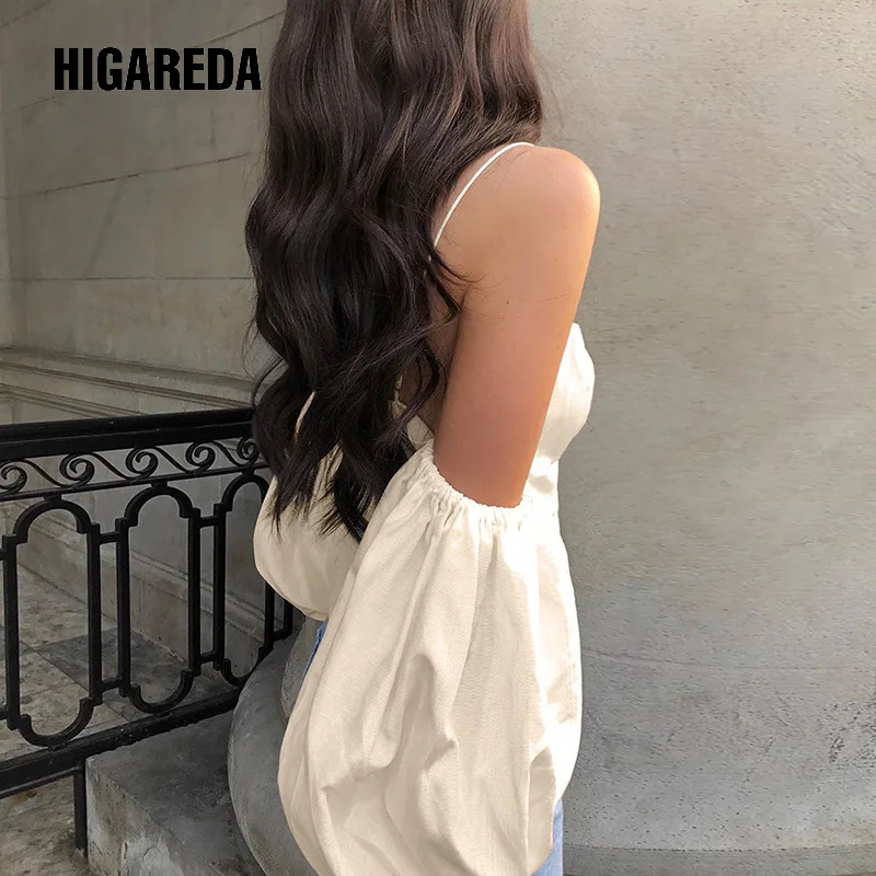 

Женские сексуальные футболки с рукавами-фонариками и открытыми плечами, тонкие женские короткие футболки без бретелек, вечерние топы Harajuku ...