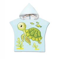 cute animal printed beach hooded poncho towel for kids microfiber quick drying lightweight outdoor swim surf towels with cloak
