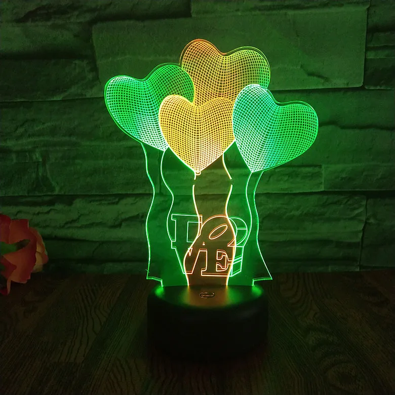 

Love balloon LED3D colorful night light creative visual touch charging three-dimensional atmosphere gift light