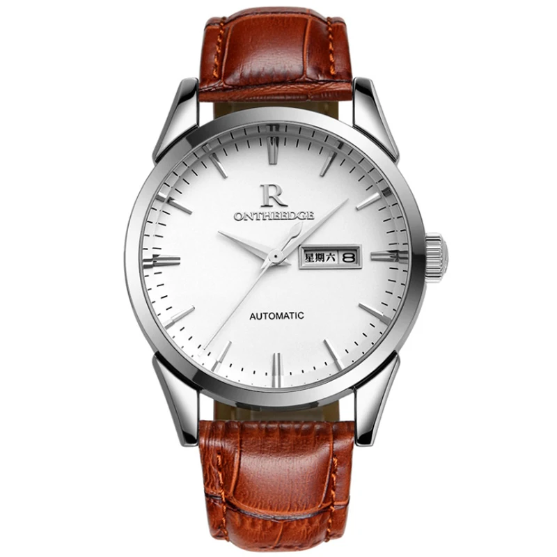 Оригинальные швейцарские водонепроницаемые мужские часы с кожаным ремешком