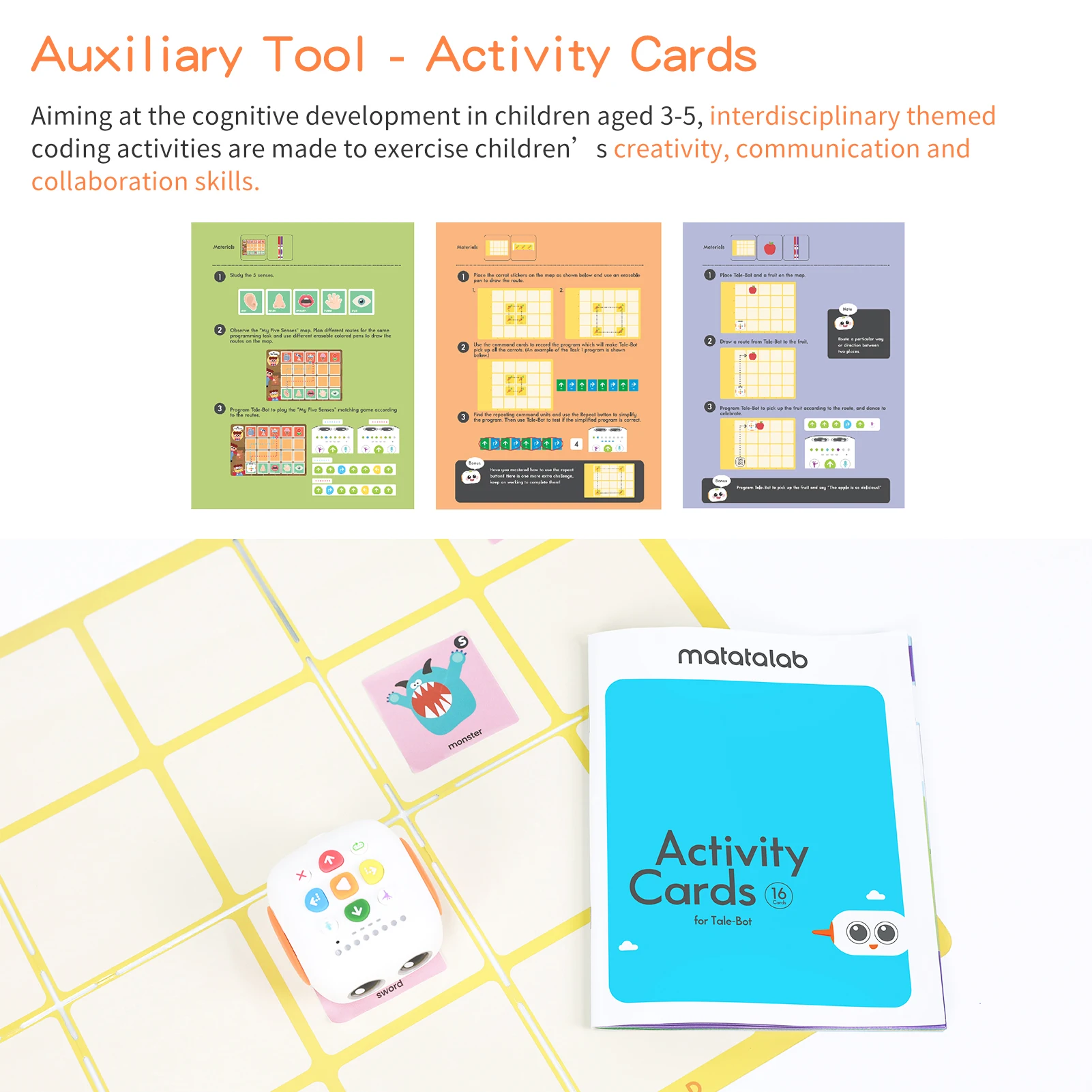 Matatalab Coding Robot Kit Learning Educational STEM Toys Early Programming Interactive Voice Command w/5 Theme Maps |