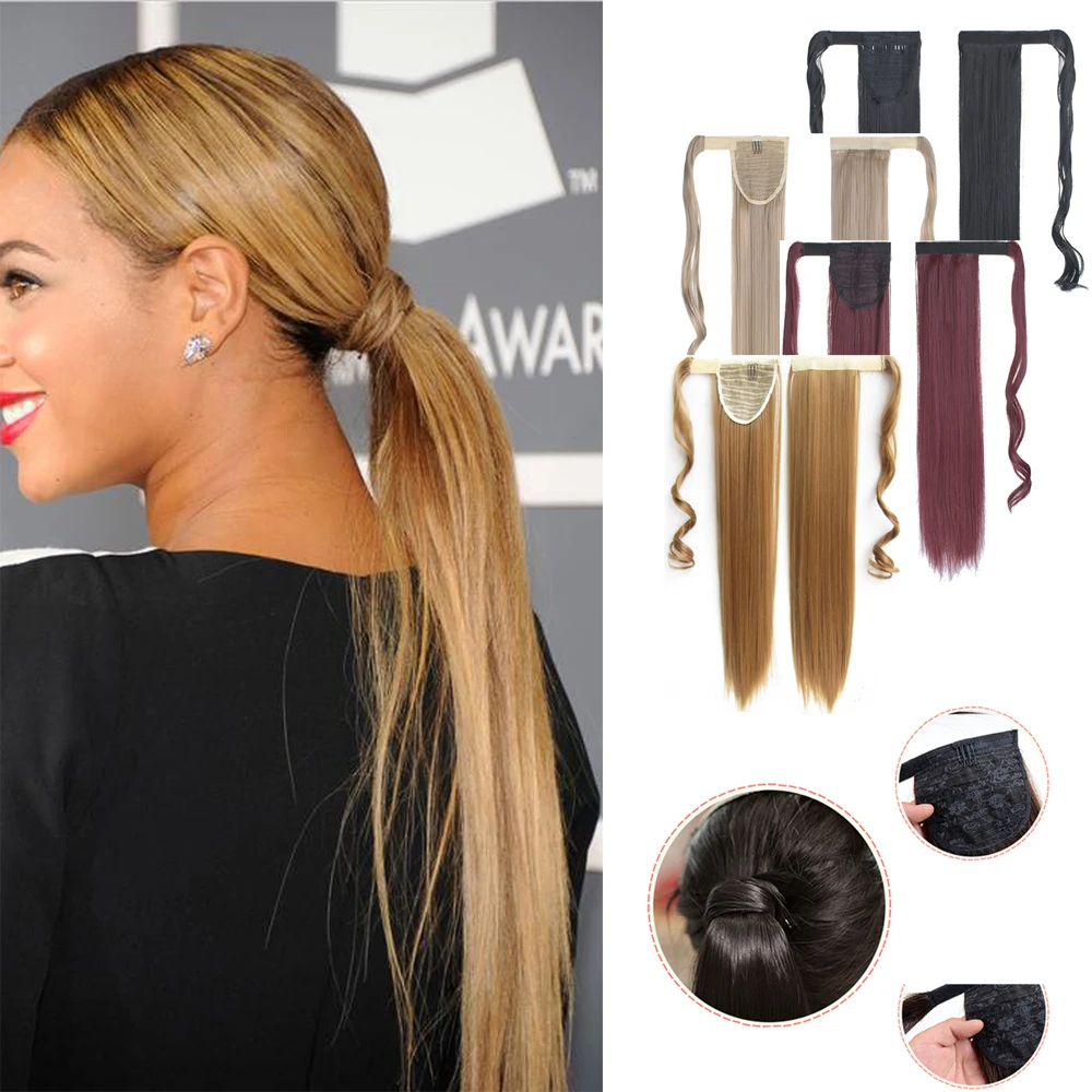 

GIRLSHOW 22" Wrap Ponytails Women Drawstring Hair Extensions Piece Clip In Wrap Around Ponytail 10pcs