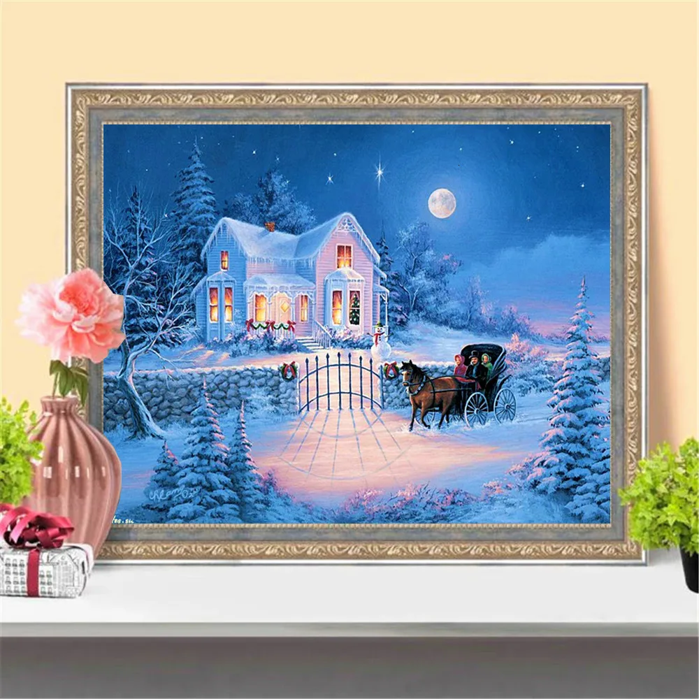 5D алмазная картина полный квадрат зимний пейзаж сделай сам вышивка Снежная сцена