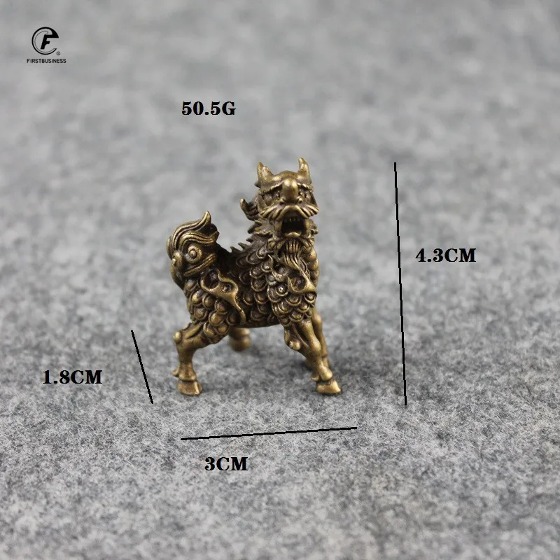 Старинные Бронзовые Настольные Украшения в виде китайского зверя Qi Lin старинные