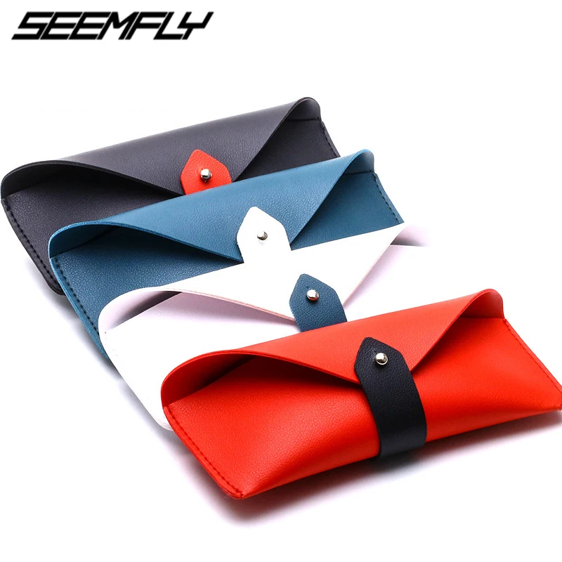 

Seemfly 2021 Convenient Lightweight Leather Sunglasses Reading Glasses Case Fashion Unisex Eyewear Protector Eyeglasses Cover