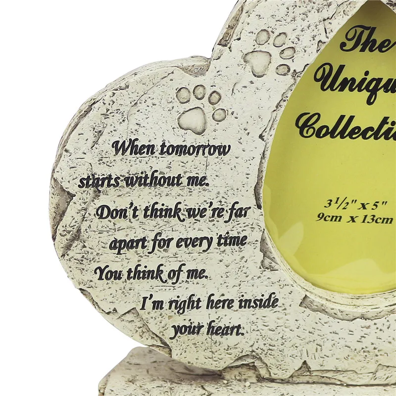 Памятный камень в форме сердца с фоторамкой печатная лапа для домашних животных