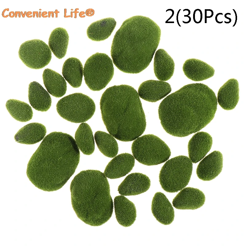 20 Вт 30 PCS 3 * Размеры искусственного камня Мосс Rocks Декоративные Зеленый мох мячи