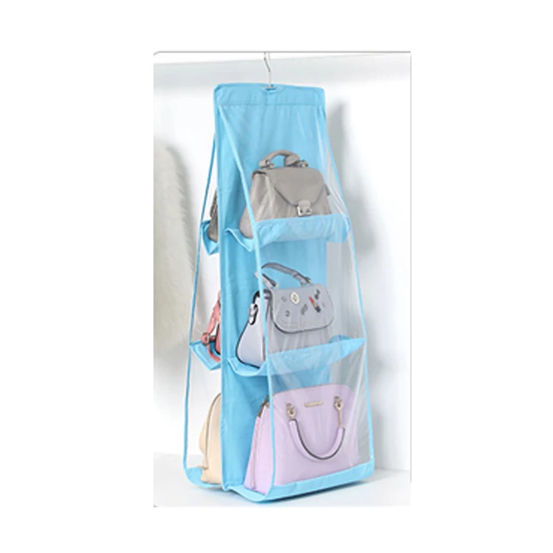 

Transparent Shelf Pouch Handbag Wardrobe Clear Hangering Closets Shoe Wall Bag 6 Layers Door Purse Storage Sundry pockets