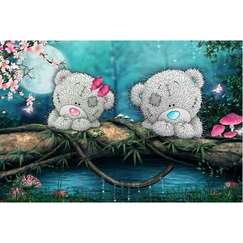 5D Сделай Сам: квадратная Алмазная вышивка мультфильм blue note медведь алмазная