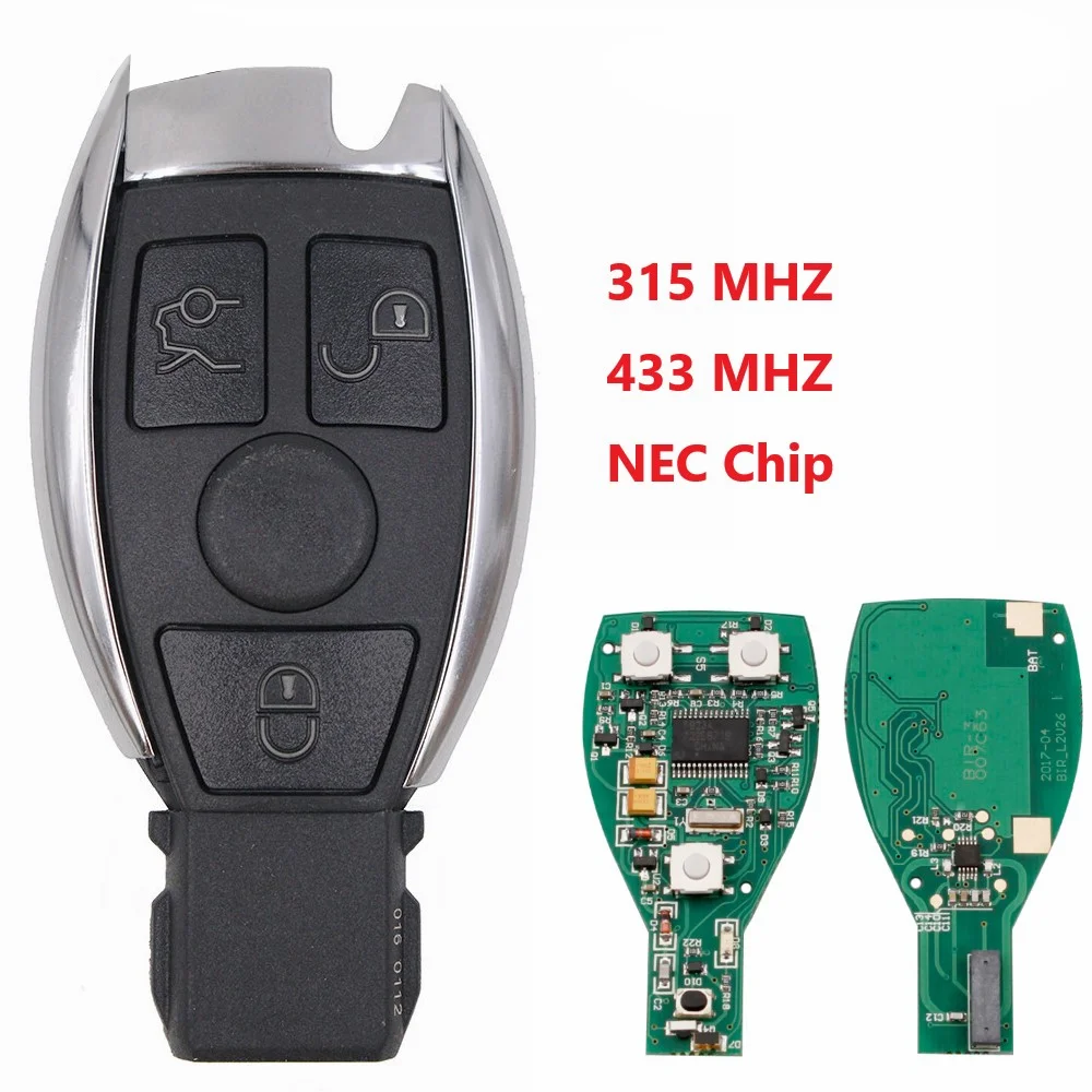 3 кнопки Smart Remote Key Keyless Fob Для Mercedes Benz После 2000 + NEC & BGA Замена микросхемы 315 МГц/433