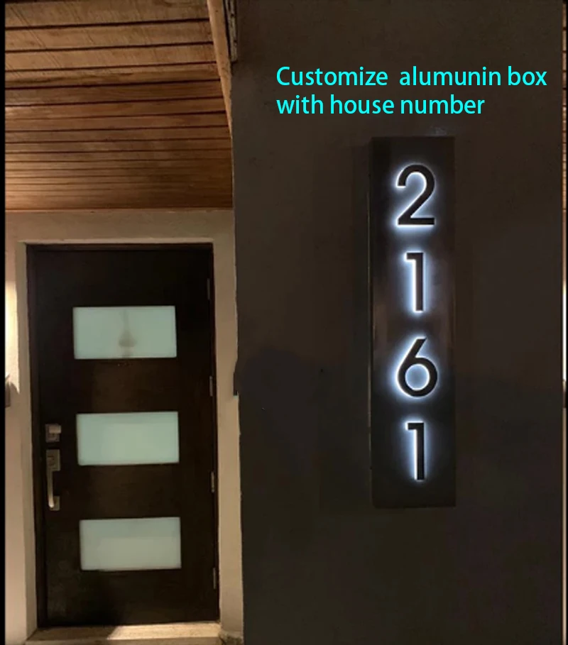 

Custom outdoor waterproof floating house number with black aluminum box