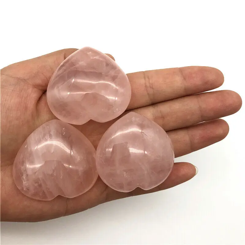 

Wholesale 1PC Natural Pink Rose Quartz Heart Shaped Crystal Polished Stones Healing Decor Gift Natural Quartz Crystals