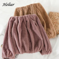 heliar velvet sweaters women off shoulder pullovers casual solid elegant warm cashmere jumpers for women autumn winter