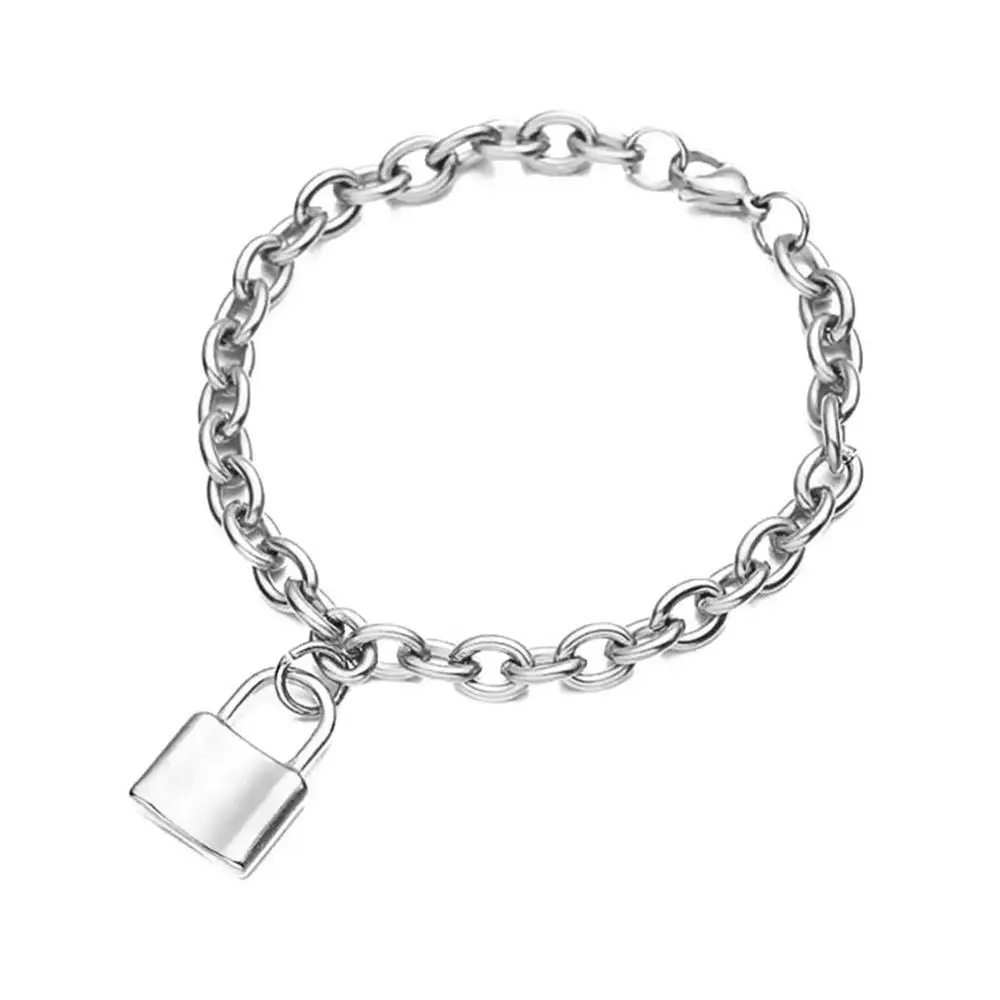 Панк Серебряный цветной висячий замок из нержавеющей стали колье звенья цепи