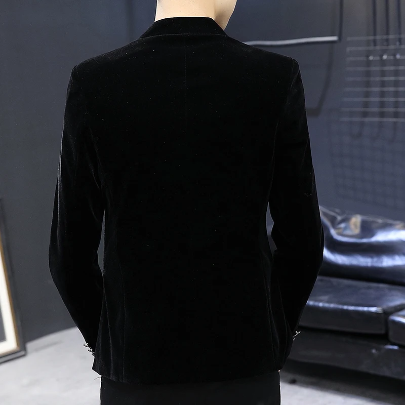 

Boo 2020 Men's Three-Button Stand Collar Velveteen Suit Youth Trend Slim Autumn All-match Casual Pleuche blazer