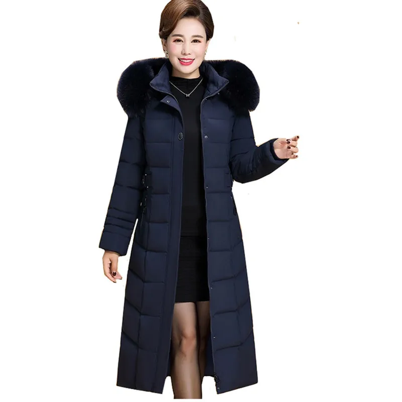 Женский пуховик среднего возраста зимняя куртка ветрозащитное теплое длинное