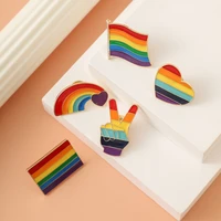new colorful flags badges rainbow breative heart yeh finger pin brooch metal pins badge denim enamel lapel jewelry gift women