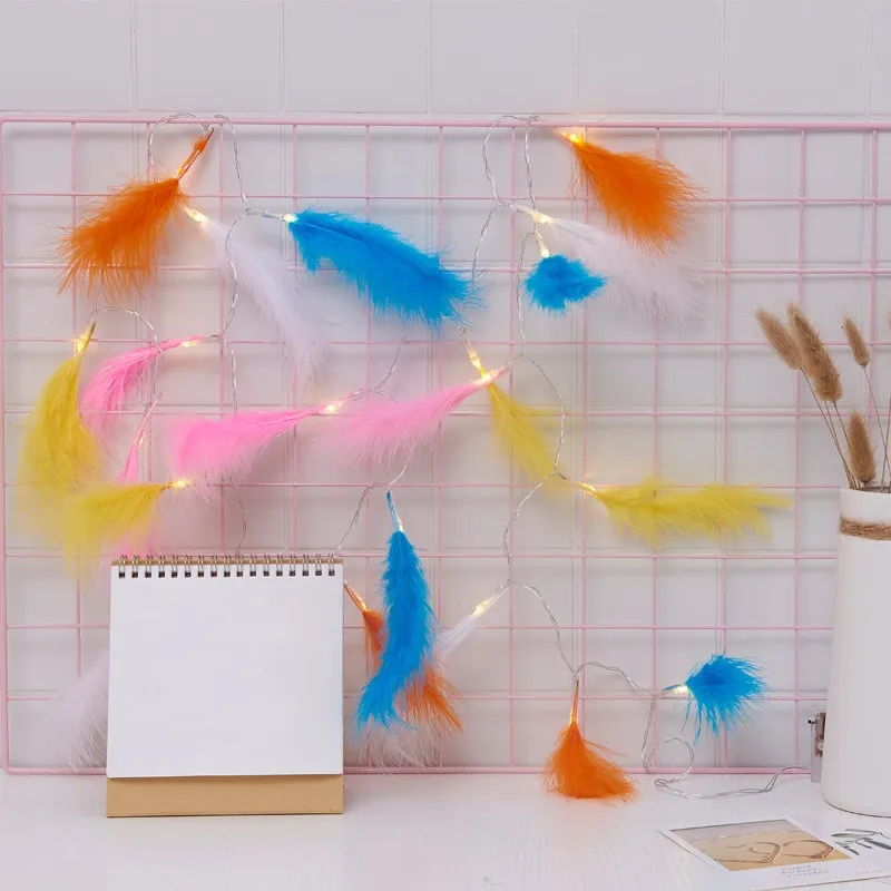 

New Feather Copper Wire String Light Fairy Garland Christmas Decorations for Home Bedroom New Year Decoration Battery Operated