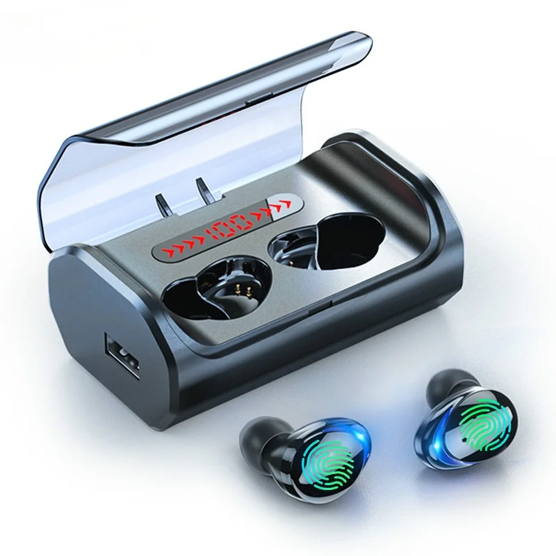 

True Wireless Stereo Earphone Waterproof Headphones Bluetooth-compatible Headset with 3000mAh LED Display Charging Box for Phone
