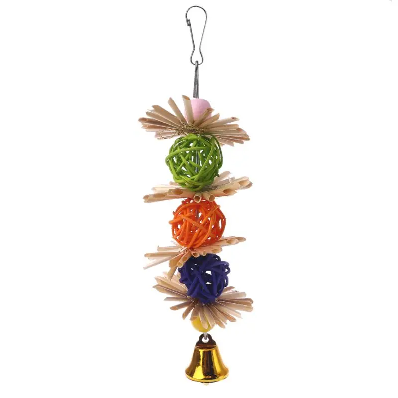 

Colorful Parrot Chew Strands Bite Teeth Griiding Ball Bell Attractive Bird Parakeet Toys