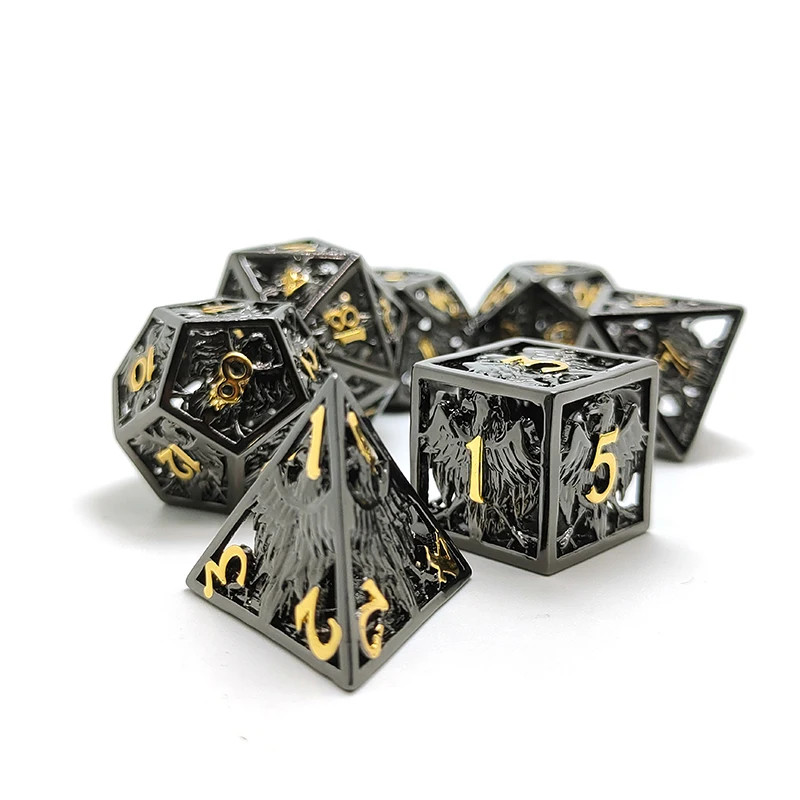2020 Новый стиль полые игральная кость 7 шт многогранные амулеты из сплава металла
