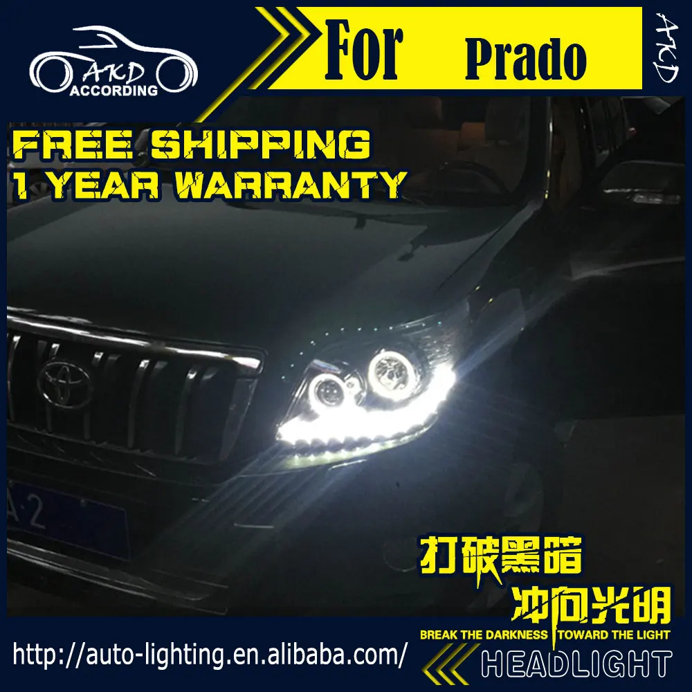 AKD Автомобильная фара фары для Toyota Prado 2010 2012 светодиодный ные DRL D2H Hid опция Angel Eye Bi