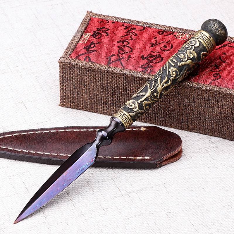 

Stainless Steel Puer Tea Knife Vintage Auspicious Dragon Knives Brass Cutter Pry Tea Needle Tea Ceremony Accessories Crafts Gift