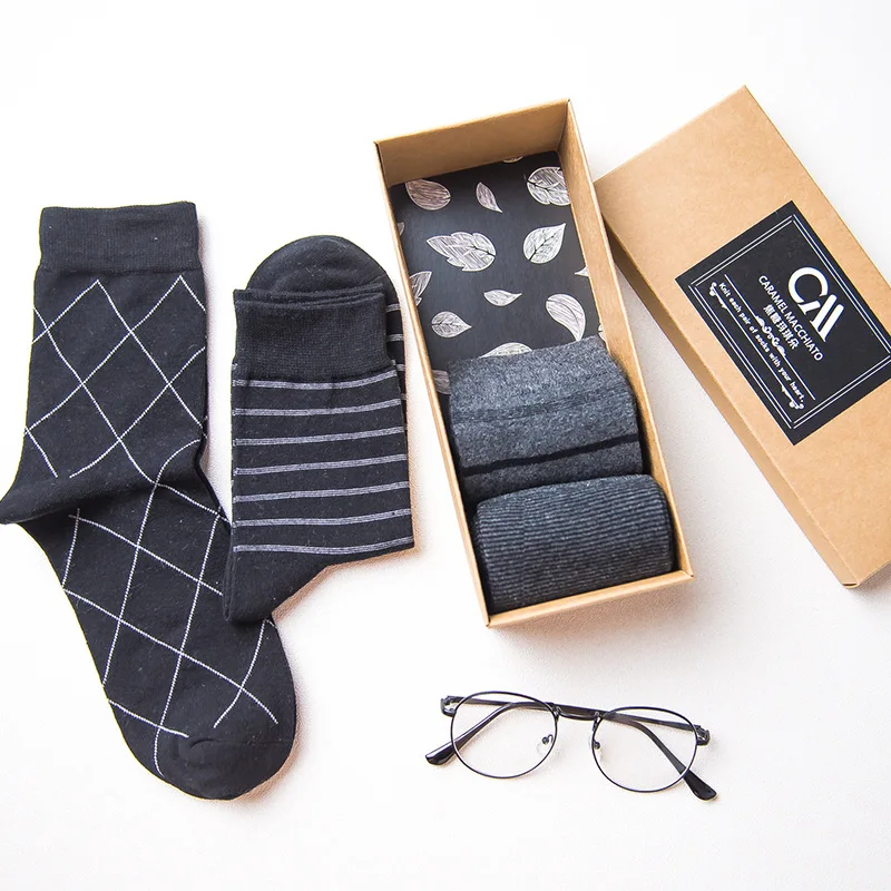 

CARAMELLA Men's Socks 4 Pairs Fashion Funny Crew Socks Hot Sale Hip Pop Male Cool Socks Cotton Made