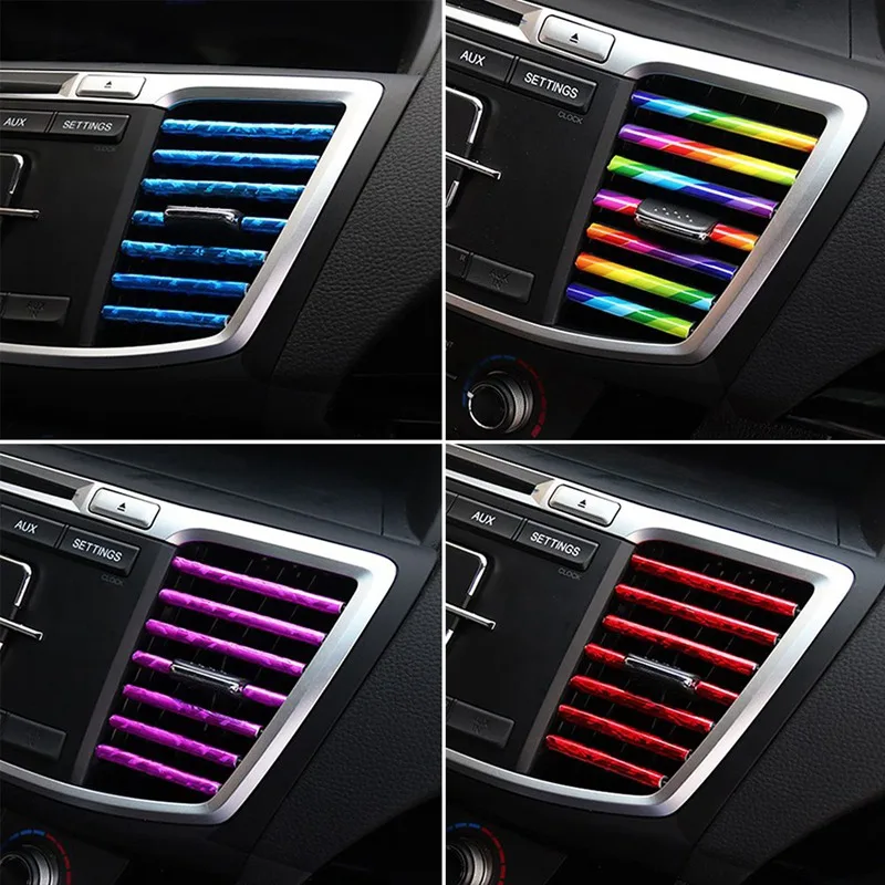 10Pcs/Set Car-styling Plating Air Outlet Trim 20cm Interior Moulding Strip Vent Grille Switch Car Accessories | Автомобили и