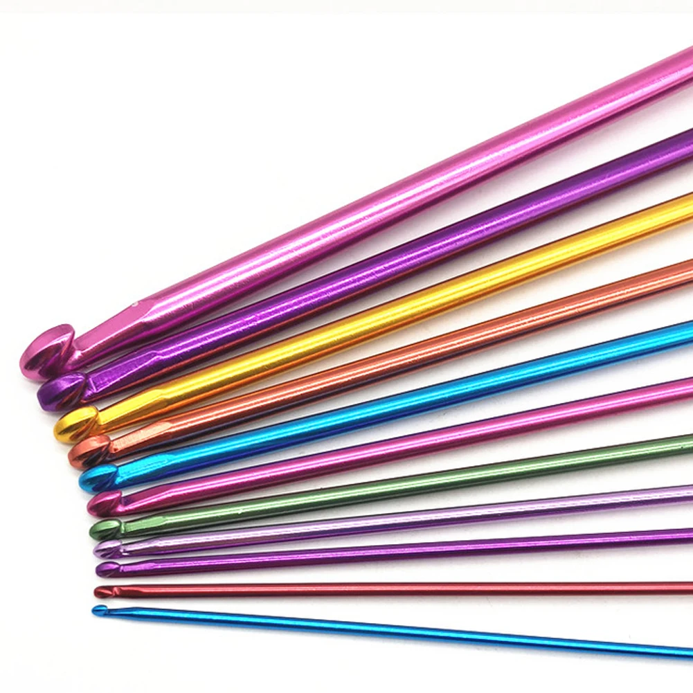 

14pcs/2-10 Aluminum Crochet Hooks Sewing Needles Knitting Needles Crochet Hook Sweater Knitting Needles Weaving Supplies Tools