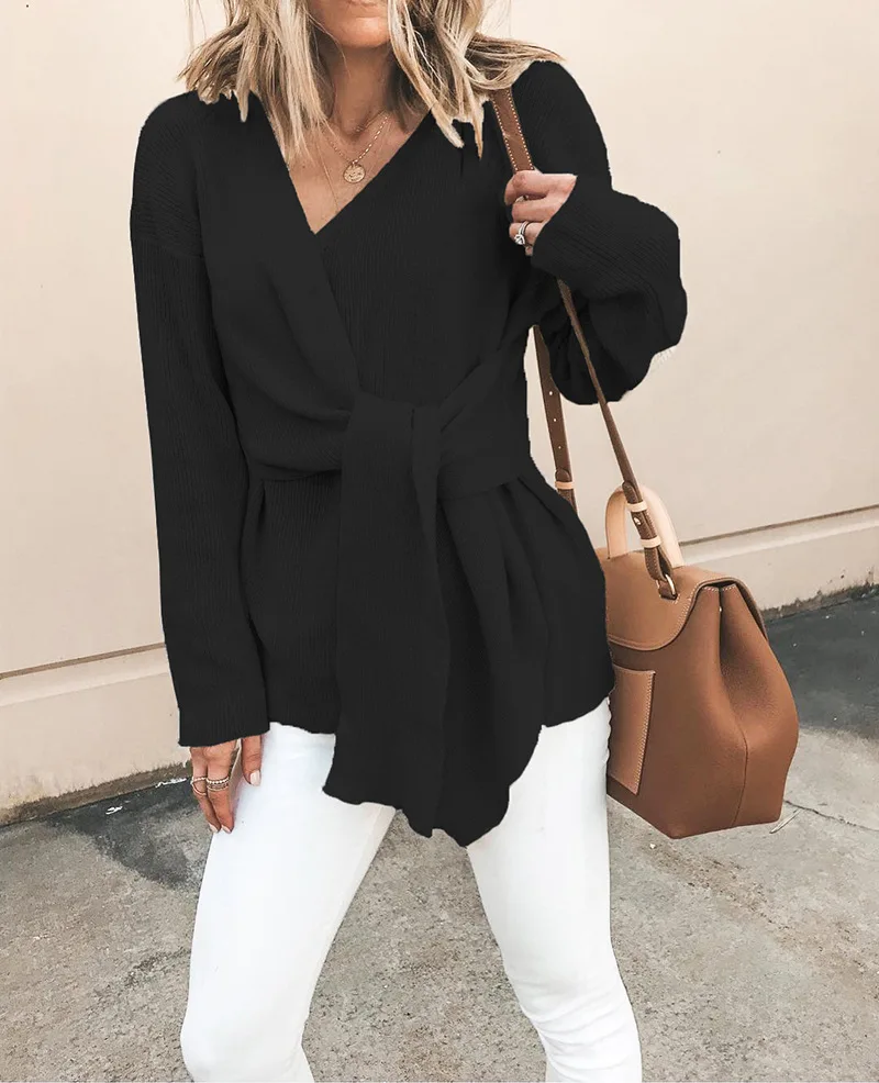 Модное сексуальное женское зимнее шерстяное пальто на шнуровке с длинным