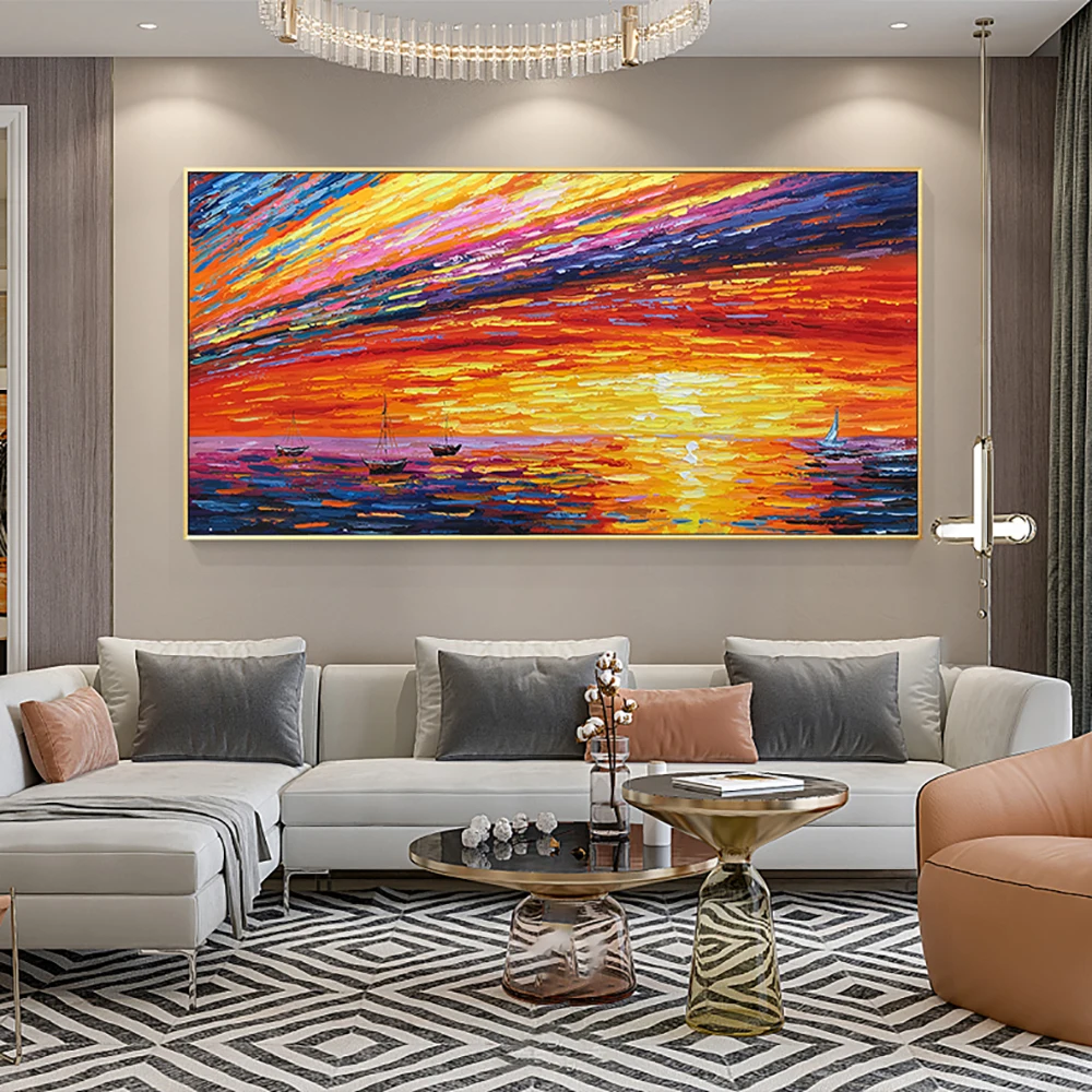 

Handmade Paintings Wall Art Oil Painting Picture Color Abstract Landscape Thick Oil Canvas Painting For Home Wall Decor Unframed