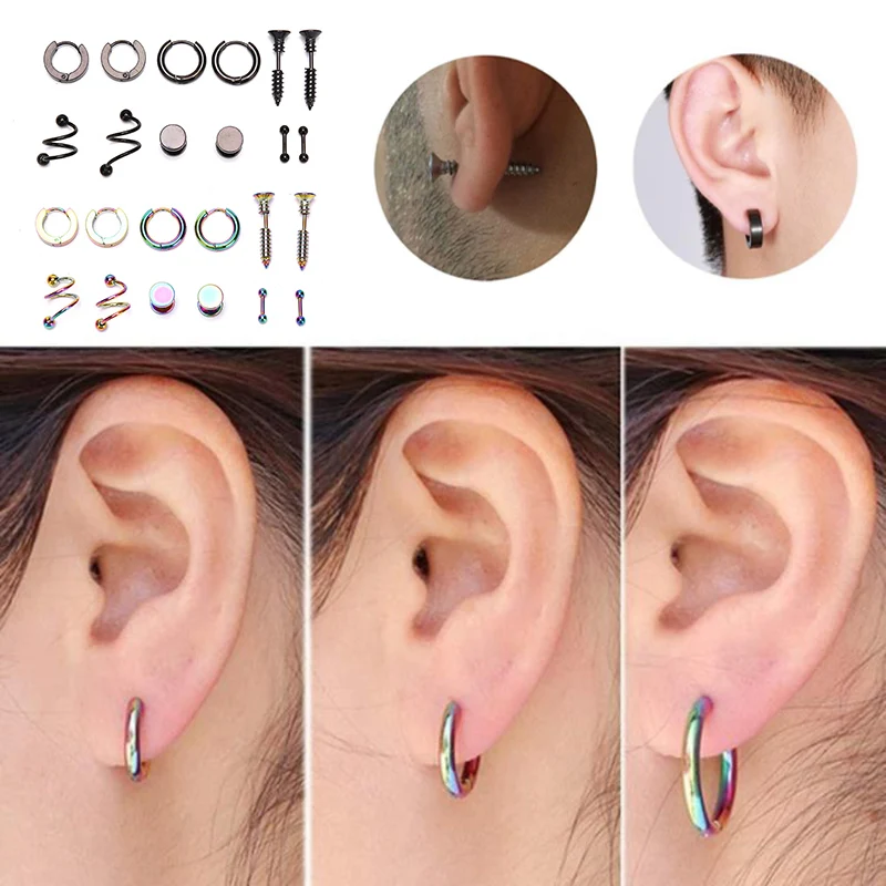 Серьги гвоздики из нержавеющей стали для пирсинга 12 шт./1