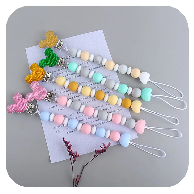 Coskiss-Cadena de chupete con cuentas de dentici&oacute;n de silicona, sin BPA, Clip de Metal, colgante para beb&eacute; reci&eacute;n nacido, ni&ntilde;o y ni&ntilde;a, regalo de lactancia-3