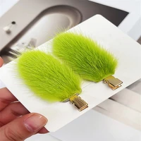 2021 new sweet retro ladies high end fashion 100 real mink hairpin hair accessories girl party headdress