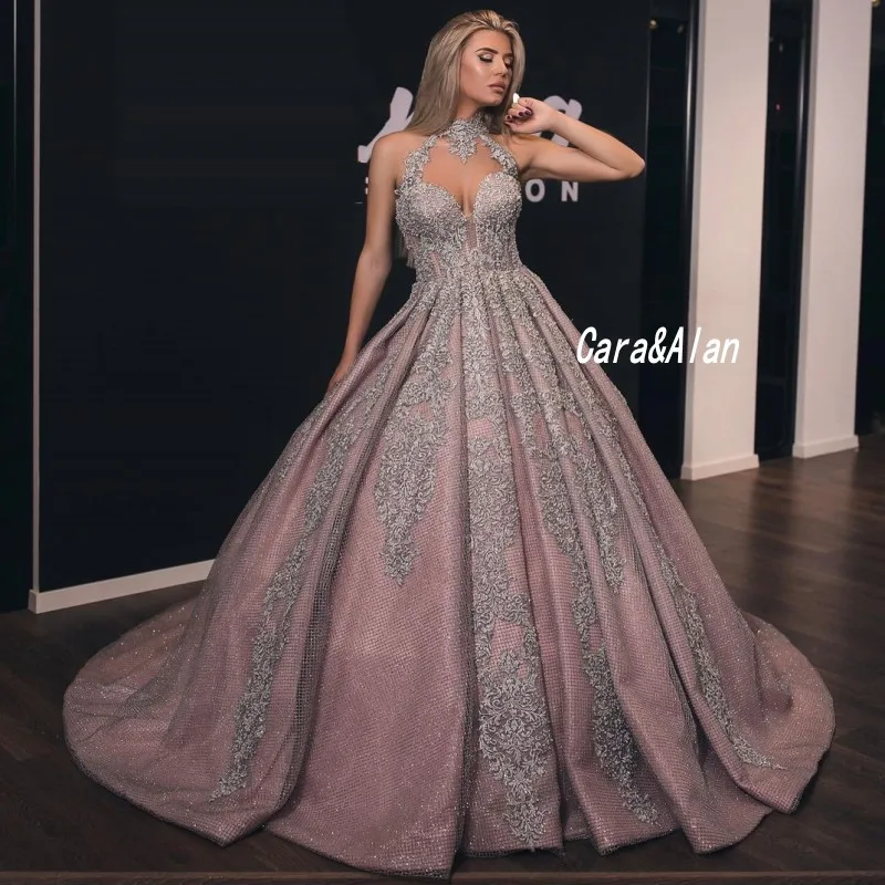 

Сдержанные вечерние платья с высоким воротом, длинное кружевное бальное платье с аппликацией, бальное платье для выпускного, Тюлевое индив...