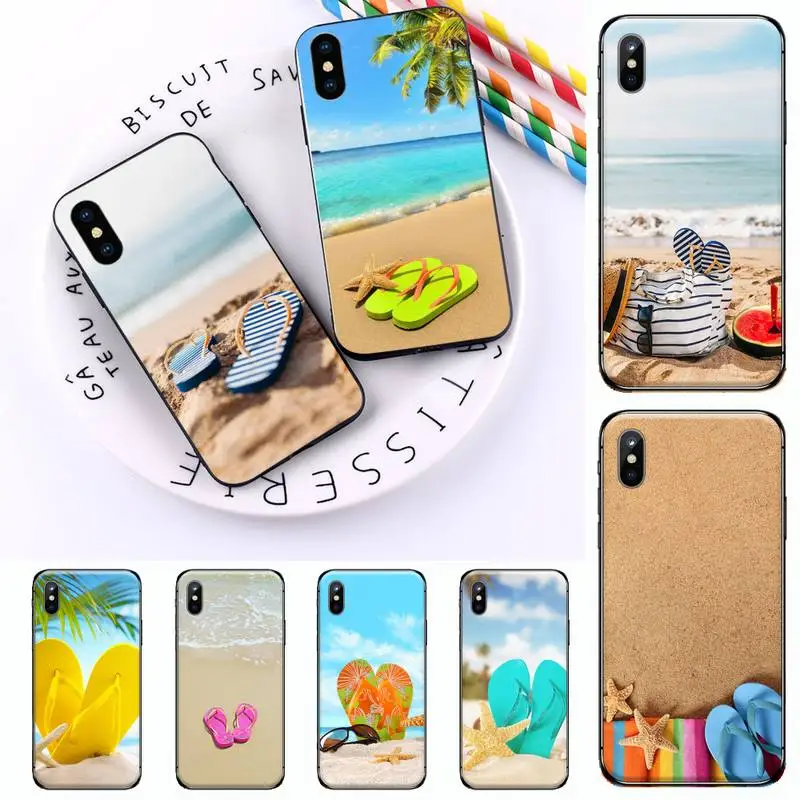 

Summer Flip Flops On Beach Phone Case For iphone 12 11 13 7 8 6 s plus x xs xr pro max mini