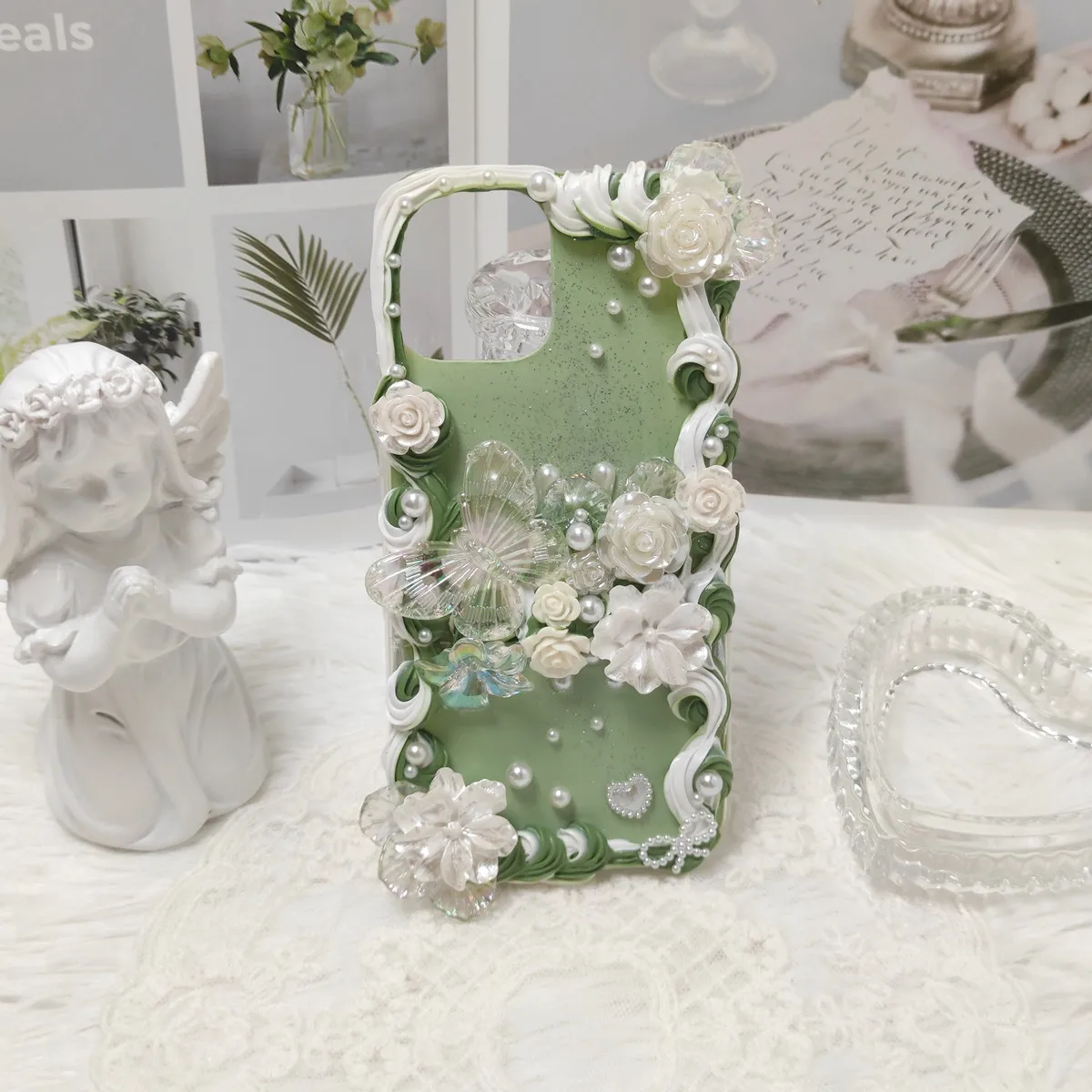 Чехол ручной работы с ангелом для iPhone 11/12 pro max DIY чехол телефона 3D бабочки цветы XS