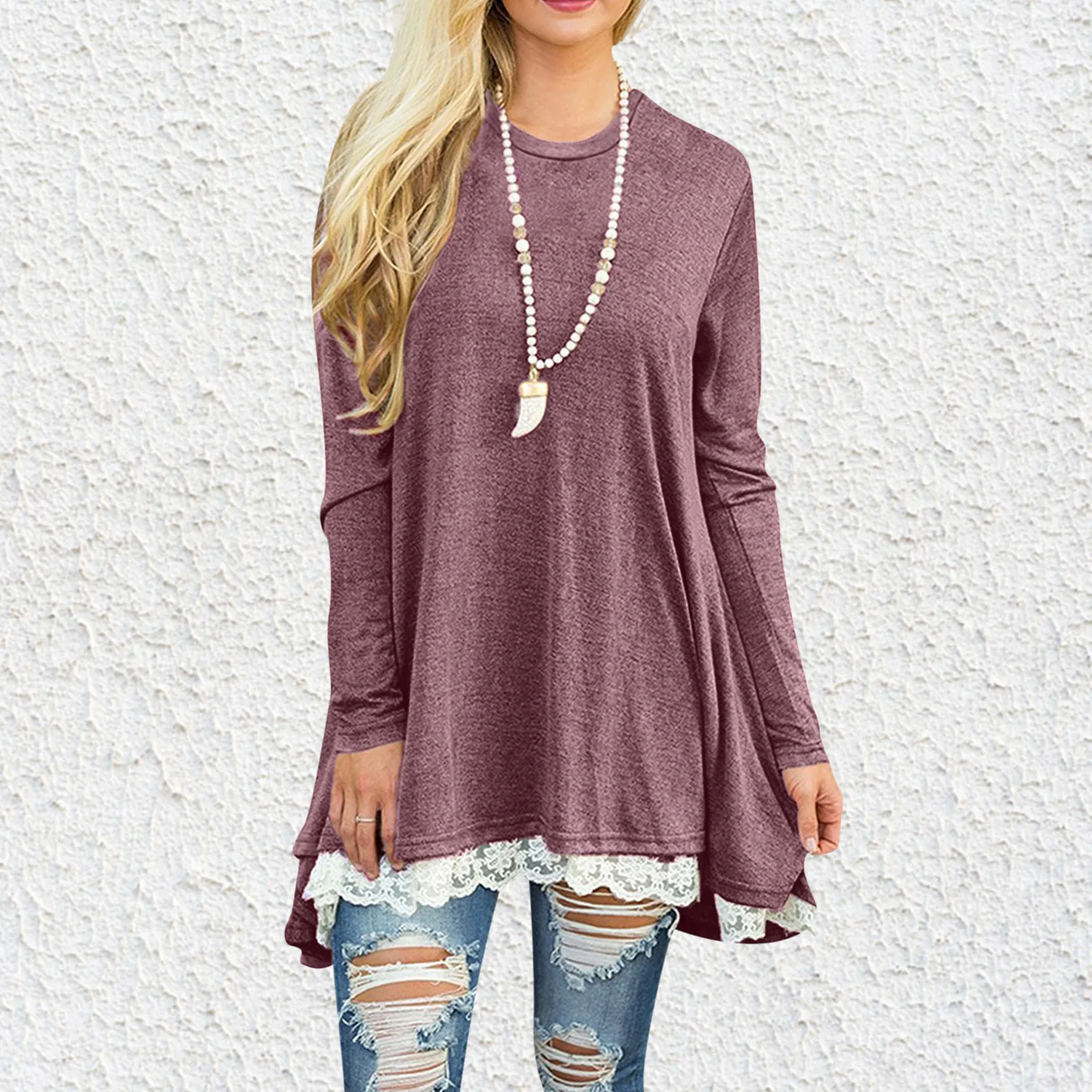 

Fashion Lace Blouse Shirt Sexy Tunic Tops Casual Ladies Tops Autumn Winter Loose Female Women Long Sleeve Blusas Pullover Tops
